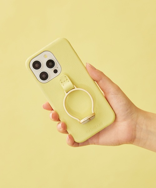 HASHIBAMI（ハシバミ）の「【HASHIBAMI】天然石リング iPhoneケース ※iPhone15pro 用（スマホケース/カバー・レディース・パープル/グレー/シルバー/アクア/レモンイエロー・FREE）」の4枚目の写真