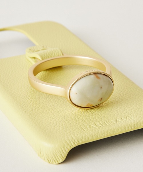 HASHIBAMI（ハシバミ）の「【HASHIBAMI】天然石リング iPhoneケース ※iPhone15pro 用（スマホケース/カバー・レディース・パープル/グレー/シルバー/アクア/レモンイエロー・FREE）」の7枚目の写真
