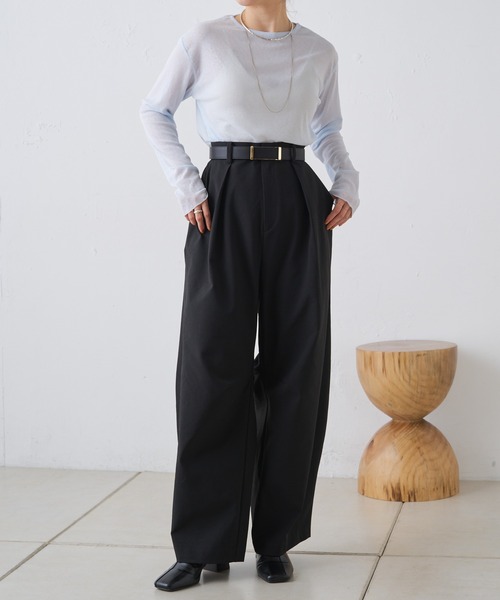 Omekashi（オメカシ）の「シアーロングTシャツ（Tシャツ/カットソー・レディース・オフホワイト/ブラック/ピンク/ブルー/グリーン・FREE）」の11枚目の写真