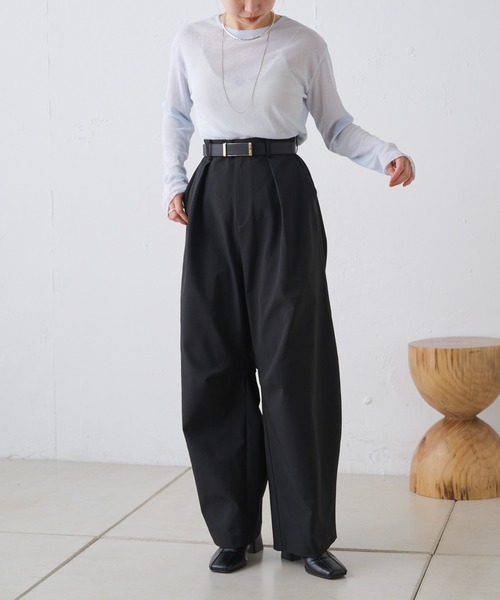 Omekashi（オメカシ）の「シアーロングTシャツ（Tシャツ/カットソー・レディース・オフホワイト/ブラック/ピンク/ブルー/グリーン・FREE）」の12枚目の写真