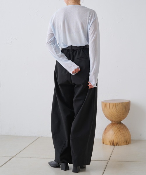 Omekashi（オメカシ）の「シアーロングTシャツ（Tシャツ/カットソー・レディース・オフホワイト/ブラック/ピンク/ブルー/グリーン・FREE）」の14枚目の写真