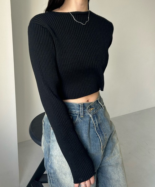 mystic(ミスティック)の「【6色展開】ラメリボンカーディガン(カーディガン/ボレロ・レディース・ブラック/ベージュ/オフホワイト/ブルー/グリーン/ピンク・FREE)」の9枚目の写真