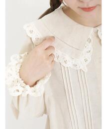 Samansa Mos2 | 綿麻ピンタックバテンレースブラウス(シャツ/ブラウス)