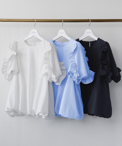 ELFRANK(エルフランク)の「袖フリルバルーンブラウス(シャツ/ブラウス・レディース・ネイビー/オフホワイト/ブルー・FREE)」の19枚目の写真