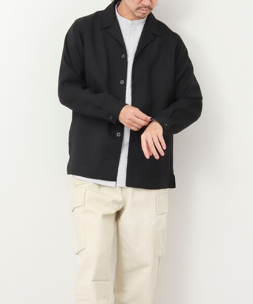 NOLLEY’S（ノーリーズ）の「《セットアップ対応》【WORK ABOUT】リネンライク カバーオール（シャツ/ブラウス・メンズ・ブラック/オリーブ/ダークネイビー・S/M/L）」の8枚目の写真
