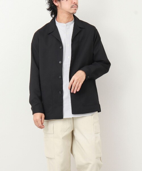 NOLLEY’S（ノーリーズ）の「《セットアップ対応》【WORK ABOUT】リネンライク カバーオール（シャツ/ブラウス・メンズ・ブラック/オリーブ/ダークネイビー・S/M/L）」の9枚目の写真