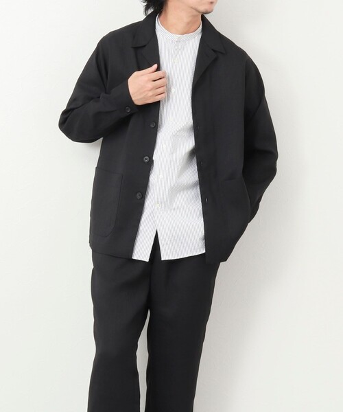 NOLLEY’S（ノーリーズ）の「《セットアップ対応》【WORK ABOUT】リネンライク カバーオール（シャツ/ブラウス・メンズ・ブラック/オリーブ/ダークネイビー・S/M/L）」の10枚目の写真