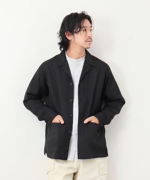 NOLLEY’S（ノーリーズ）の「《セットアップ対応》【WORK ABOUT】リネンライク カバーオール（シャツ/ブラウス・メンズ・ブラック/オリーブ/ダークネイビー・S/M/L）」の11枚目の写真