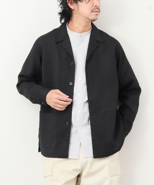 NOLLEY’S（ノーリーズ）の「《セットアップ対応》【WORK ABOUT】リネンライク カバーオール（シャツ/ブラウス・メンズ・ブラック/オリーブ/ダークネイビー・S/M/L）」の12枚目の写真