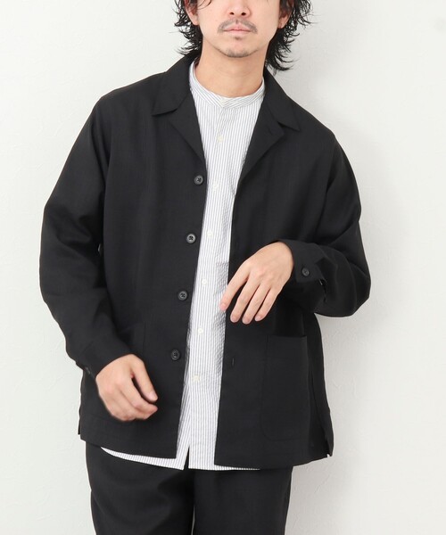 NOLLEY’S（ノーリーズ）の「《セットアップ対応》【WORK ABOUT】リネンライク カバーオール（シャツ/ブラウス・メンズ・ブラック/オリーブ/ダークネイビー・S/M/L）」の14枚目の写真