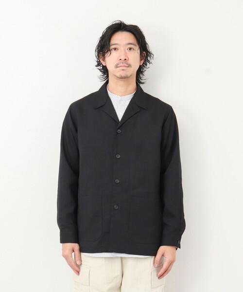 NOLLEY’S（ノーリーズ）の「《セットアップ対応》【WORK ABOUT】リネンライク カバーオール（シャツ/ブラウス・メンズ・ブラック/オリーブ/ダークネイビー・S/M/L）」の15枚目の写真