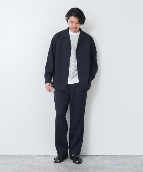 NOLLEY’S（ノーリーズ）の「《セットアップ対応》【WORK ABOUT】リネンライク カバーオール（シャツ/ブラウス・メンズ・ブラック/オリーブ/ダークネイビー・S/M/L）」の22枚目の写真