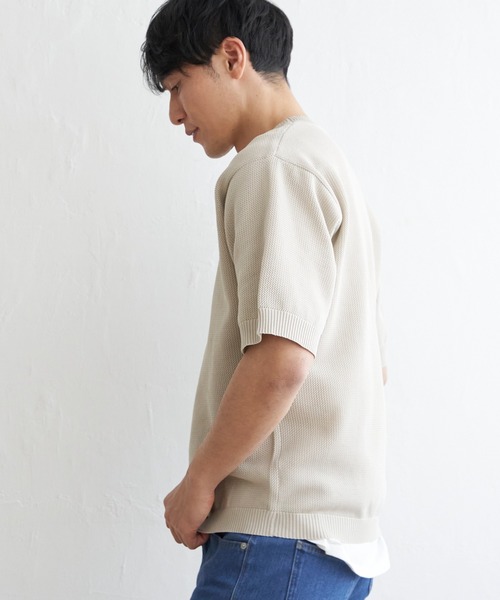 ikka(イッカ)の「【洗濯機で洗える/2点セット】GOKU楽ニット 5分袖インナーセット(ニット/セーター・メンズ・オリーブ/ネイビー/ベージュ/ピンク・M/L/XL/S)」の14枚目の写真
