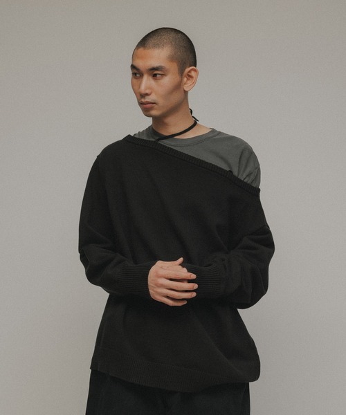 M TO R（ムウトアール）の「［TOPS］STRING OVERSIZE KNIT（ニット/セーター・レディース・レッド/ブラック・38/40）」の7枚目の写真