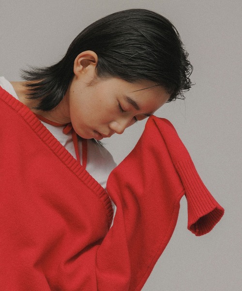 M TO R（ムウトアール）の「［TOPS］STRING OVERSIZE KNIT（ニット/セーター・レディース・レッド/ブラック・38/40）」の12枚目の写真