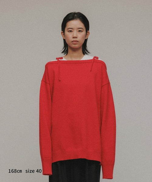 M TO R（ムウトアール）の「［TOPS］STRING OVERSIZE KNIT（ニット/セーター・レディース・レッド/ブラック・38/40）」の13枚目の写真