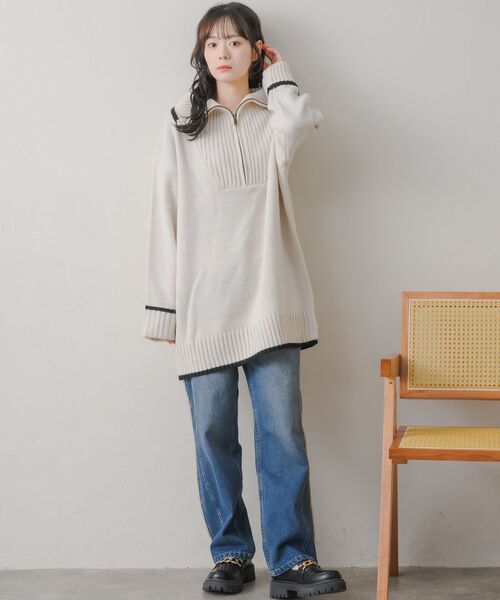 RETRO GIRL(レトロガール)の「バイカラーチュニックNT(ニット/セーター・レディース・ベージュ/ダークブルー/ナチュラル・FREE)」の20枚目の写真