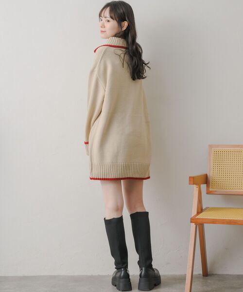 RETRO GIRL(レトロガール)の「バイカラーチュニックNT(ニット/セーター・レディース・ベージュ/ダークブルー/ナチュラル・FREE)」の14枚目の写真