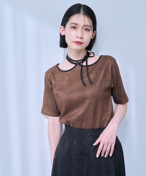 HARE（ハレ）の「グリッターストリングリブトップス(HARE)（Tシャツ/カットソー・レディース・ブラック/ブラウン/グレー/シルバー×ブラック/ブラック×ブラック・FREE）」の22枚目の写真