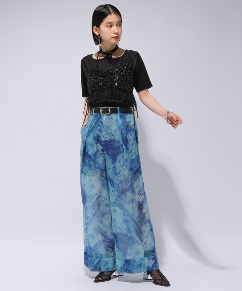 HARE（ハレ）の「グリッターストリングリブトップス(HARE)（Tシャツ/カットソー・レディース・ブラック/ブラウン/グレー/シルバー×ブラック/ブラック×ブラック・FREE）」の6枚目の写真