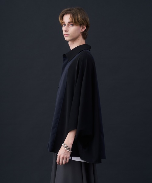 KUUUPY（クーピー）の「Switching Short-Sleeve Dolman Shirt - 切替半袖ドルマンシャツ（シャツ/ブラウス・メンズ・ネイビー/ブラック・LARGE/MEDIUM/SMALL）」の6枚目の写真