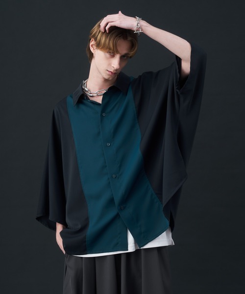 DECHINE DOLMAN SLEEVE SHIRT (即日発送可) セール】Switching Short-Sleeve Dolman Shirt - 切替半袖
