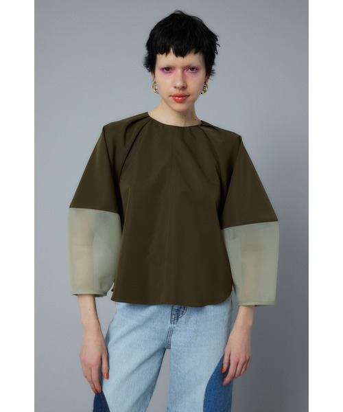 HeRIN.CYE(ヘリンドットサイ)の「Volume sleeve docking blouse ボリュームスリーブドッキングブラウス(Tシャツ/カットソー・レディース・カーキ/オフホワイト/ブラック・FREE)」の3枚目の写真