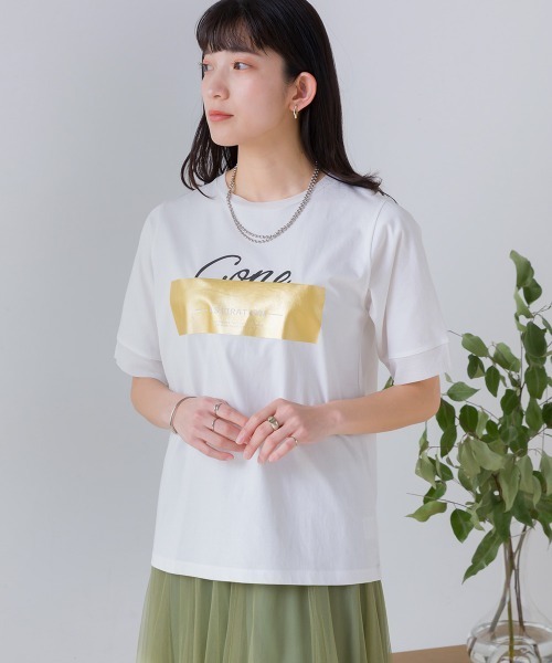 Bou Jeloud(ブージュルード)の「箔BOXロゴTシャツ(Tシャツ/カットソー・レディース・オフホワイト/ブラック・FREE)」の7枚目の写真