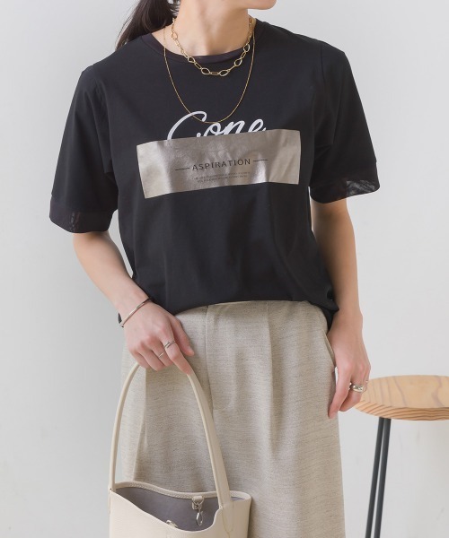 Bou Jeloud(ブージュルード)の「箔BOXロゴTシャツ(Tシャツ/カットソー・レディース・オフホワイト/ブラック・FREE)」の12枚目の写真