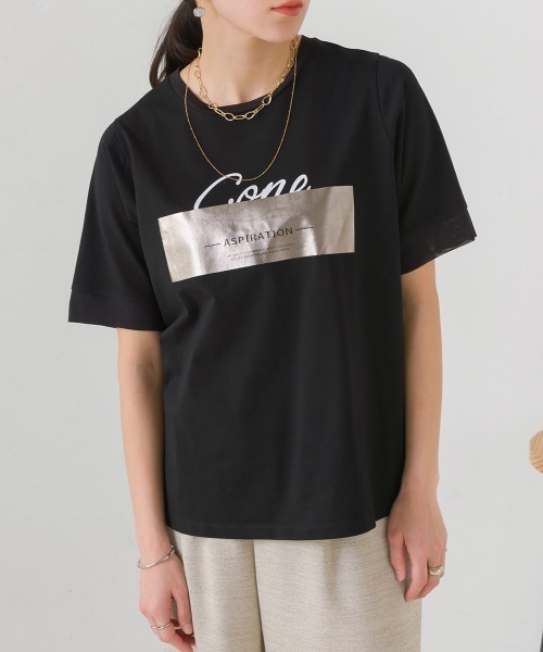 Bou Jeloud(ブージュルード)の「箔BOXロゴTシャツ(Tシャツ/カットソー・レディース・オフホワイト/ブラック・FREE)」の16枚目の写真