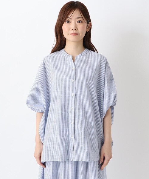 one'sterrace（ワンズテラス）の「【ワンズテラスオリジナル】ストライプバンザイブラウス（シャツ/ブラウス・レディース・ネイビー系5/ブラック系8・02）」の3枚目の写真
