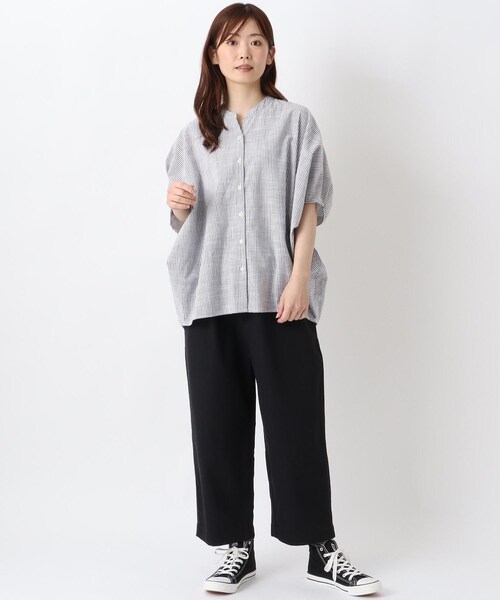 one'sterrace（ワンズテラス）の「【ワンズテラスオリジナル】ストライプバンザイブラウス（シャツ/ブラウス・レディース・ネイビー系5/ブラック系8・02）」の11枚目の写真