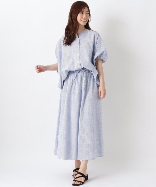 one'sterrace（ワンズテラス）の「【ワンズテラスオリジナル】ストライプバンザイブラウス（シャツ/ブラウス・レディース・ネイビー系5/ブラック系8・02）」の13枚目の写真