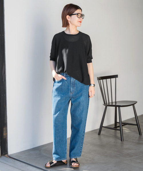 美品 スピックアンドスパン 24ss 天竺ドルマンシアーニット