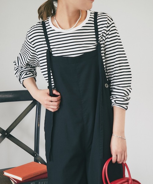 un dix cors（アンディコール）の「フレンチリネンサロペット（サロペット/オーバーオール・レディース・ブラック・FREE）」の8枚目の写真