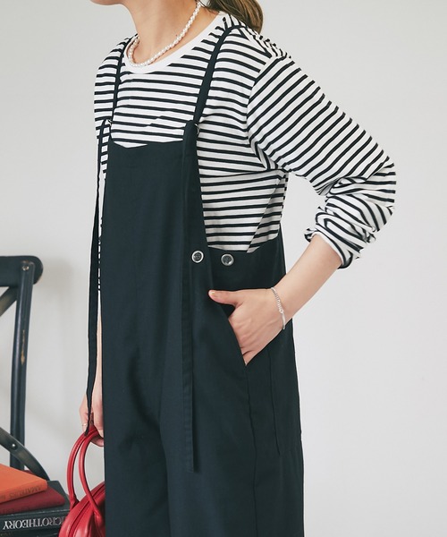 un dix cors（アンディコール）の「フレンチリネンサロペット（サロペット/オーバーオール・レディース・ブラック・FREE）」の9枚目の写真