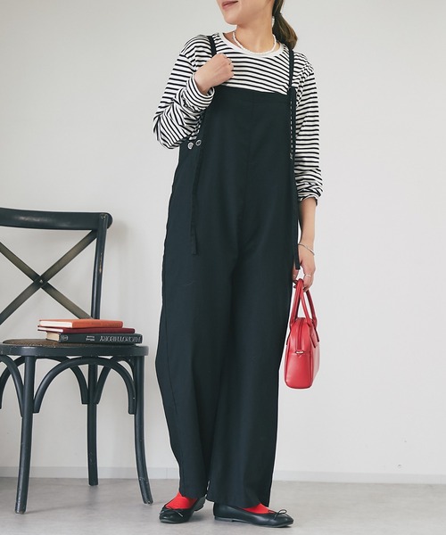 un dix cors（アンディコール）の「フレンチリネンサロペット（サロペット/オーバーオール・レディース・ブラック・FREE）」の6枚目の写真