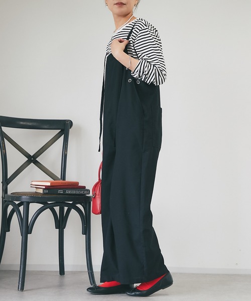 un dix cors（アンディコール）の「フレンチリネンサロペット（サロペット/オーバーオール・レディース・ブラック・FREE）」の4枚目の写真