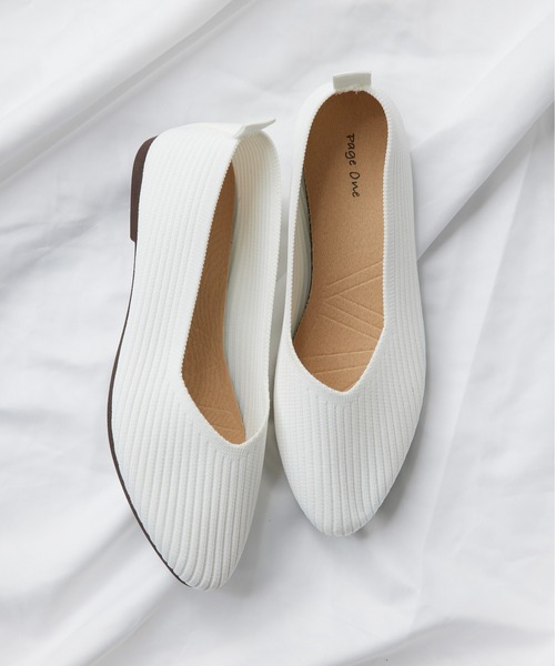 SETUP7(セットアップセブン)の「【SETUP7】Vカットニットパンプス フラットパンプス ぺたんこシューズ GLR(パンプス・レディース・ブラック/グレイッシュベージュ/ホワイト/ベージュ/その他1・L/M/S)」の2枚目の写真