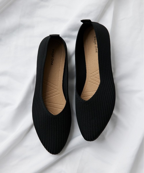 SETUP7(セットアップセブン)の「【SETUP7】Vカットニットパンプス フラットパンプス ぺたんこシューズ GLR(パンプス・レディース・ブラック/グレイッシュベージュ/ホワイト/ベージュ/その他1・L/M/S)」の3枚目の写真