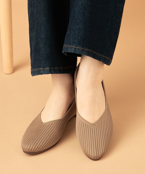 SETUP7(セットアップセブン)の「【SETUP7】Vカットニットパンプス フラットパンプス ぺたんこシューズ GLR(パンプス・レディース・ブラック/グレイッシュベージュ/ホワイト/ベージュ/その他1・L/M/S)」の15枚目の写真