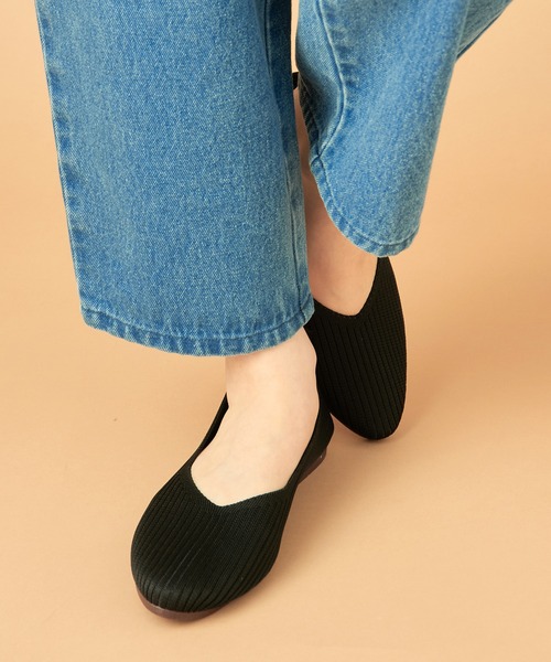 SETUP7(セットアップセブン)の「【SETUP7】Vカットニットパンプス フラットパンプス ぺたんこシューズ GLR(パンプス・レディース・ブラック/グレイッシュベージュ/ホワイト/ベージュ/その他1・L/M/S)」の7枚目の写真