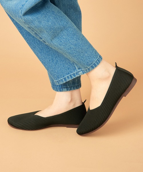 SETUP7(セットアップセブン)の「【SETUP7】Vカットニットパンプス フラットパンプス ぺたんこシューズ GLR(パンプス・レディース・ブラック/グレイッシュベージュ/ホワイト/ベージュ/その他1・L/M/S)」の8枚目の写真