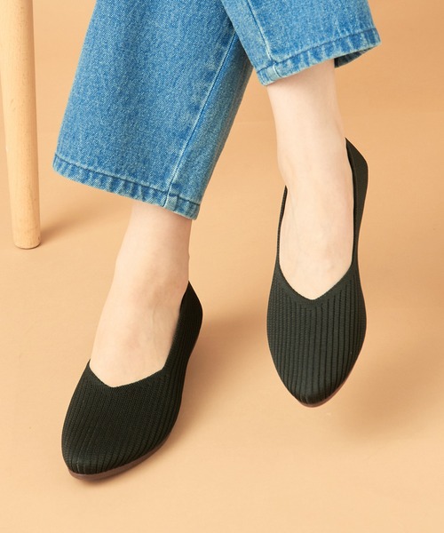 SETUP7(セットアップセブン)の「【SETUP7】Vカットニットパンプス フラットパンプス ぺたんこシューズ GLR(パンプス・レディース・ブラック/グレイッシュベージュ/ホワイト/ベージュ/その他1・L/M/S)」の6枚目の写真