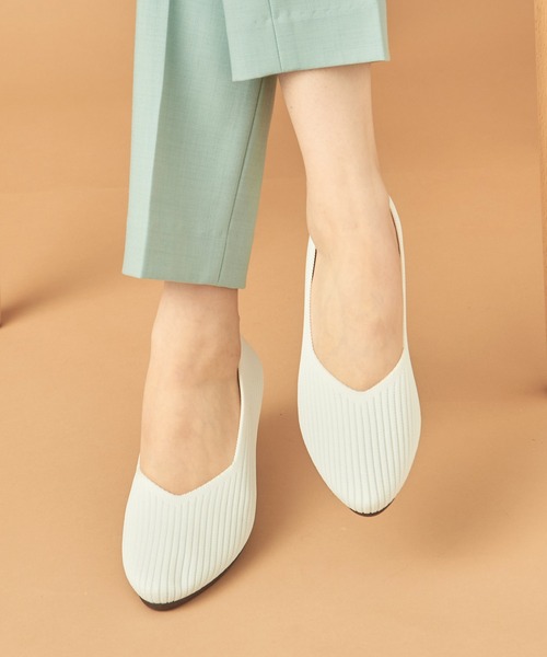 SETUP7(セットアップセブン)の「【SETUP7】Vカットニットパンプス フラットパンプス ぺたんこシューズ GLR(パンプス・レディース・ブラック/グレイッシュベージュ/ホワイト/ベージュ/その他1・L/M/S)」の9枚目の写真