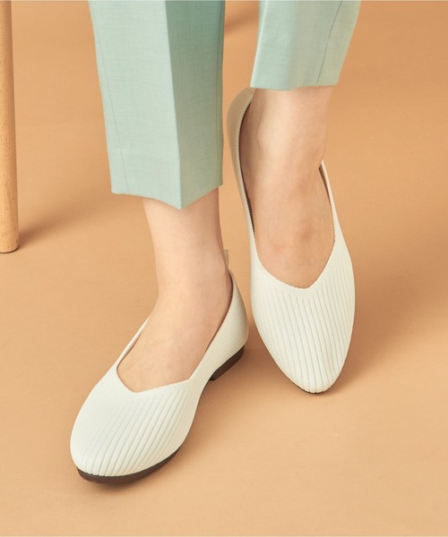 SETUP7(セットアップセブン)の「【SETUP7】Vカットニットパンプス フラットパンプス ぺたんこシューズ GLR(パンプス・レディース・ブラック/グレイッシュベージュ/ホワイト/ベージュ/その他1・L/M/S)」の10枚目の写真