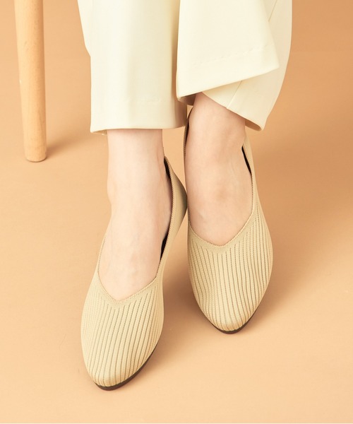 SETUP7(セットアップセブン)の「【SETUP7】Vカットニットパンプス フラットパンプス ぺたんこシューズ GLR(パンプス・レディース・ブラック/グレイッシュベージュ/ホワイト/ベージュ/その他1・L/M/S)」の12枚目の写真