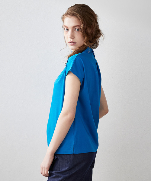 LE SOUK HOLIDAY(ルスークホリデー)の「【接触冷感】ギャザーネックフレンチスリーブTシャツ(Tシャツ/カットソー・レディース・オフホワイト/ブルー/ネイビー/ブラック・M/L)」の11枚目の写真