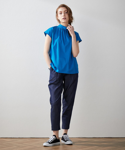 LE SOUK HOLIDAY(ルスークホリデー)の「【接触冷感】ギャザーネックフレンチスリーブTシャツ(Tシャツ/カットソー・レディース・オフホワイト/ブルー/ネイビー/ブラック・M/L)」の9枚目の写真