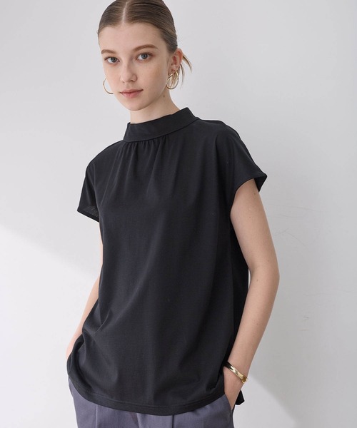 LE SOUK HOLIDAY(ルスークホリデー)の「【接触冷感】ギャザーネックフレンチスリーブTシャツ(Tシャツ/カットソー・レディース・オフホワイト/ブルー/ネイビー/ブラック・M/L)」の21枚目の写真